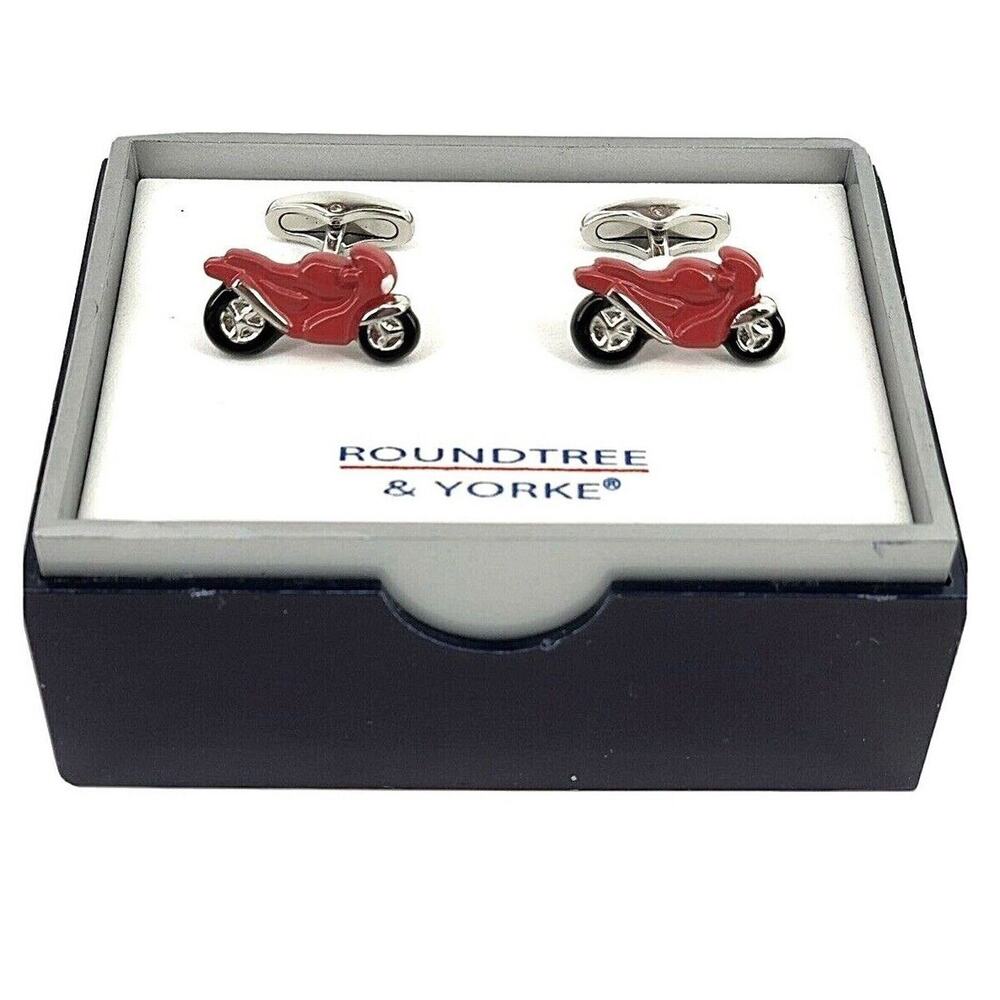 Mens Red Motorcycle Cuff Links Wedding Business Crotch Rocket Enamel Painted